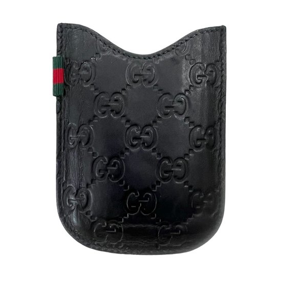 Gucci Black Phone Case Gucci Unisex-Adult GG Marmont Leather